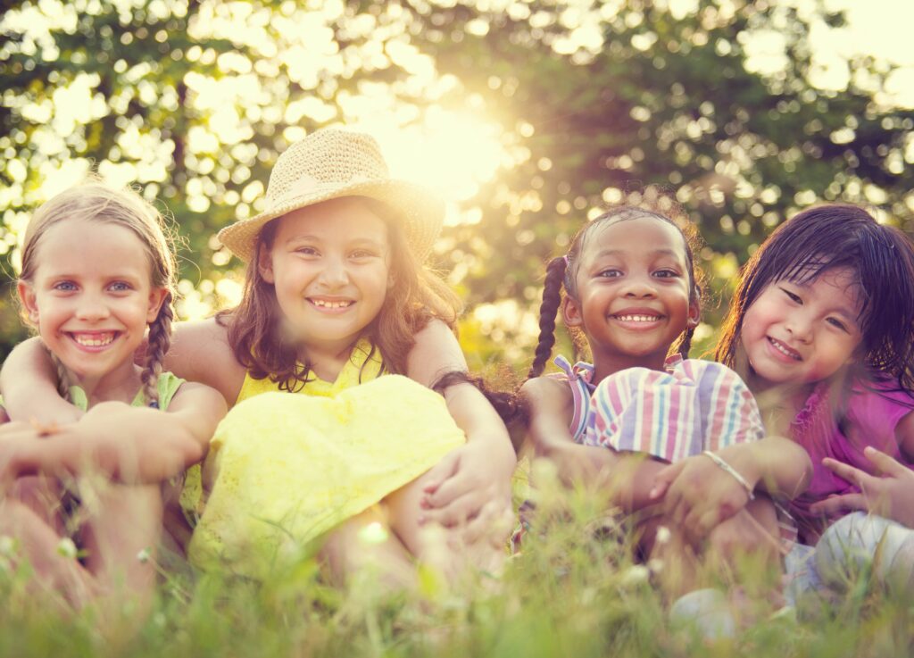 4 little girls in a park